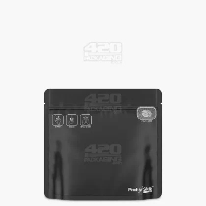 Child Resistant & Tamper Evident | Pinch N Slide 3.0 Matte Black Mylar Exit Bags | 8in x 6.7in – 28g – 250 Count