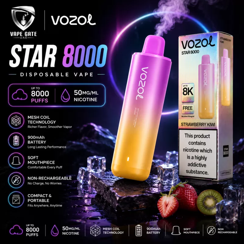 Vozol Star 8000 50mg Disposable Vape – Non-Rechargeable - Blue Razz Ice / 50mg
