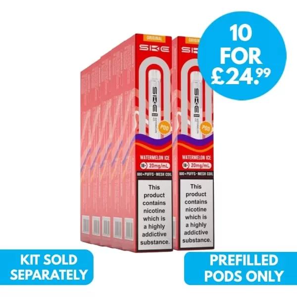 Box Of 10 – SKE Crystal Bar 600 (0%) Prefilled Pods – Nicotine Free