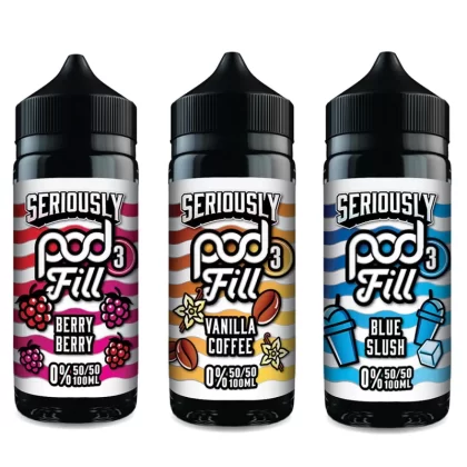 Doozy Vape Seriously Pod Fill 3 50/50 0mg 100ml Shortfill - Blue Slush