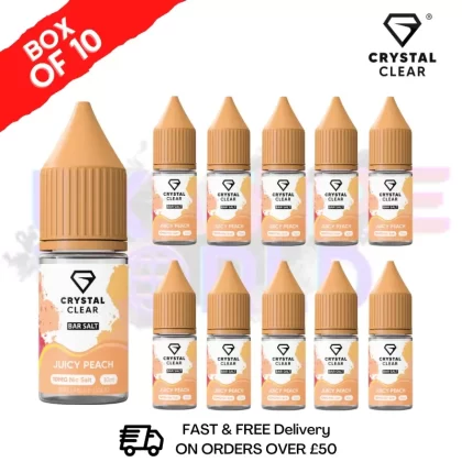 Juicy Peach Crystal Clear Nic Salt Box Of 10 – Only £17.99