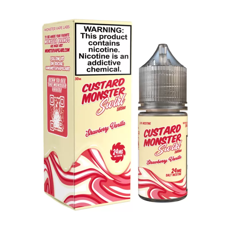 Custard Monster Swirl Edition - Strawberry Vanilla - Nicotine Salt 30ML E-Liquid - 24MG
