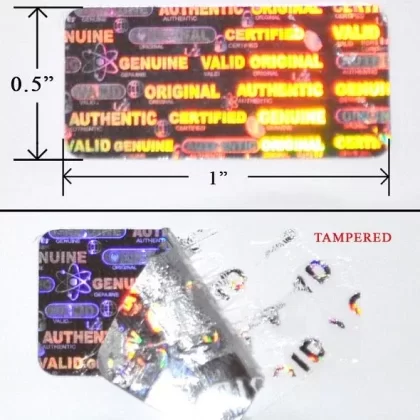 Tamper Evident | Holographic Labels | .375in x 1.75in – Dogbone – 2000 Count