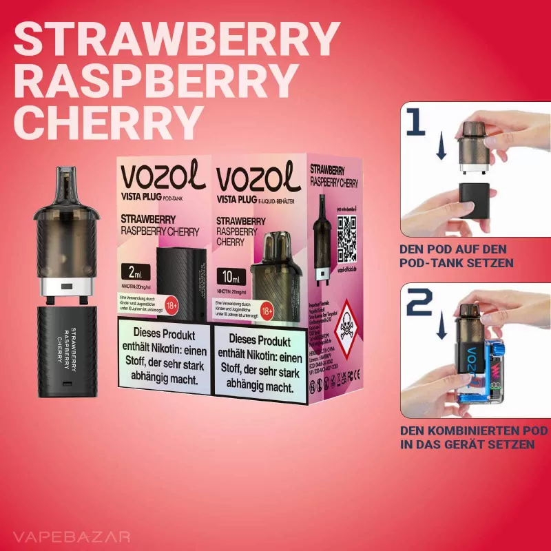 Vozol Vista Plug – Strawberry Raspberry Cherry Prefilled Pod - Vapebazar - Image 2
