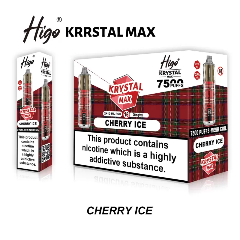 Higo Krystal Max 7500 Prefilled Pod Kit - Box of 10 - Strawberry Raspberry Cherry Ice - Image 3