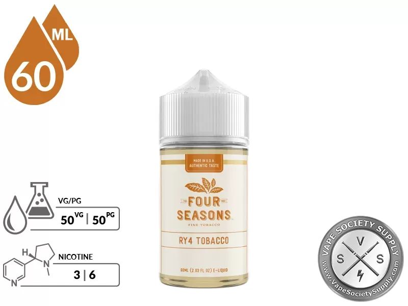 RY4 Tobacco By Four Seasons E-Liquid 60ml - Image 2