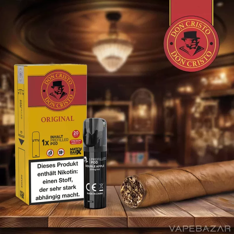 Don Cristo Prefilled Pod – Original - Don Cristo / 20mg/ml / 2ml / ca. 600 / Propylenglykol / Nikotin / Glycerin / Aromen / Ja