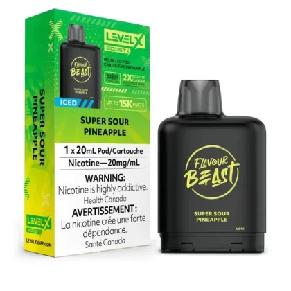 Level X Flavour Beast BOOST Pod 20mL – Super Sour Pineapple Iced – 15K Puffs