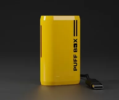 Puff Box Device & Charging Cable – Vibrant Yellow