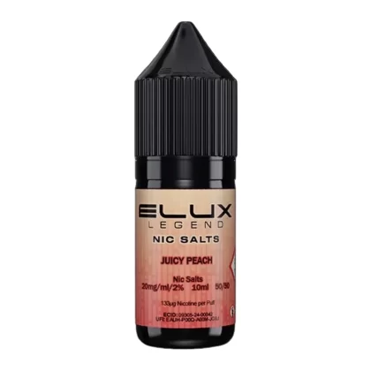 Juicy Peach By Elux Legend 10ml Salts - Nicotine Strength#10mg (Salt)>20mg (Salt)
