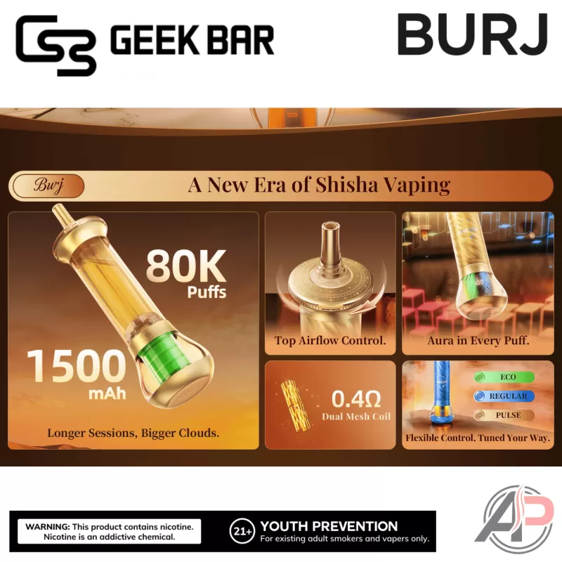 Geek Bar Burj 80K Puffs Hookah Disposable Vape Device - Image 3