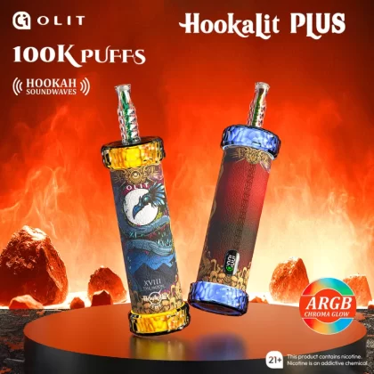 OLIT HookaLit "PLUS" 100K Puffs Disposable E-Hookah - 100,000 Puffs - Peach Mango Watermelon