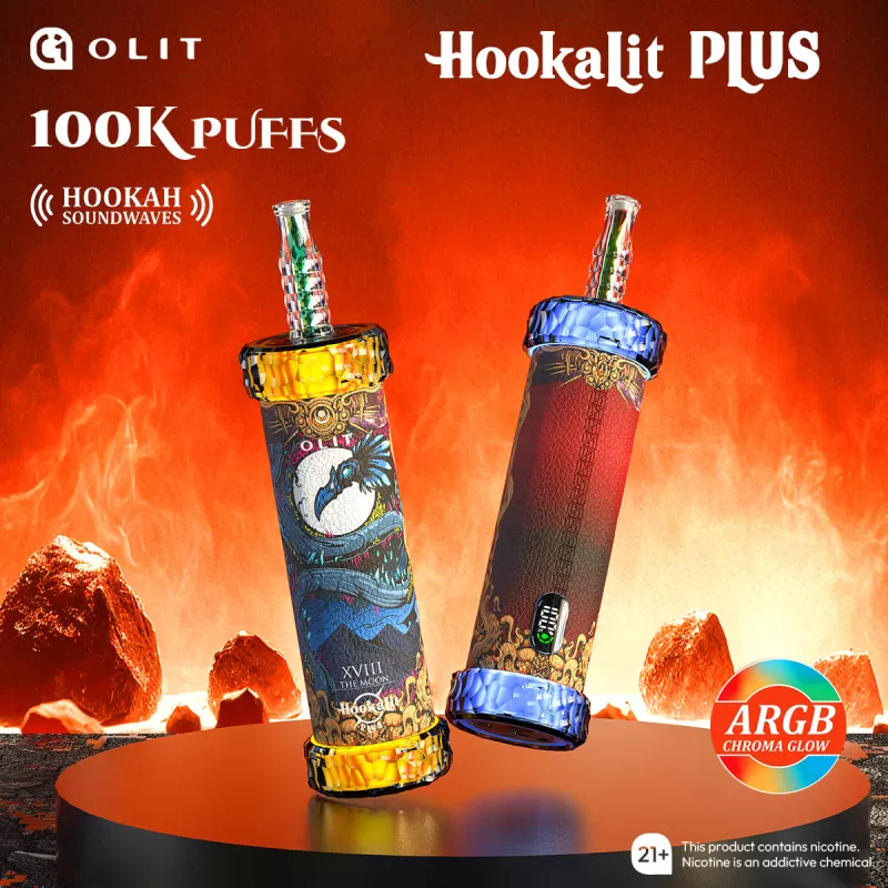 OLIT HookaLit "PLUS" 100K Puffs Disposable E-Hookah - 100,000 Puffs - Peach Mango Watermelon