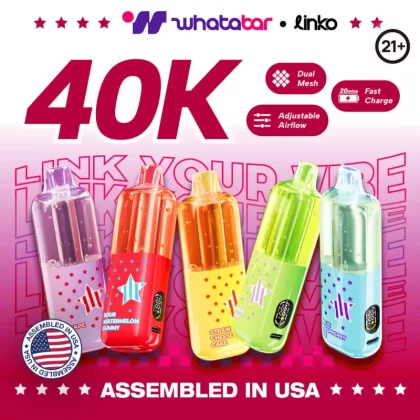 Assembled in USA | whatabar linko 40K Puffs Disposable Device - 40,000 Puffs