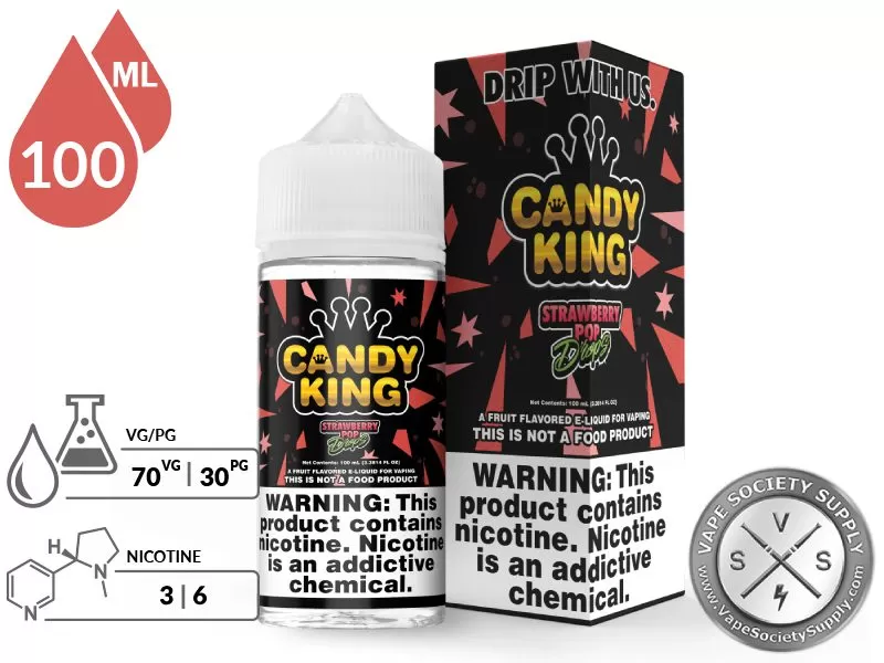 Strawberry Pop Drops Candy King 100ml - Vape Product, Vape Product - Image 2