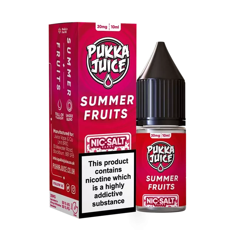 Pukka Juice Nic Salt E-Liquid Summer Fruits - Nicotine Strength#20mg>10mg (0645EF) (0645EF)
