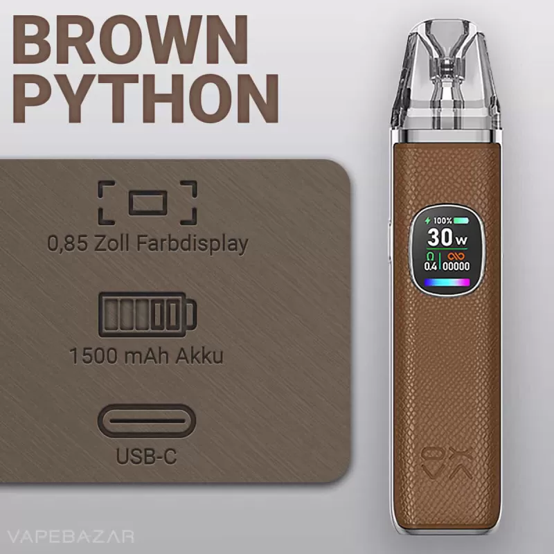 OXVA Xlim Pro 2 Pod Kit – Brown Python - Pod Kit / OXVA / 1300 mAh / max. 30 Watt / 2ml / USB-C - Image 2