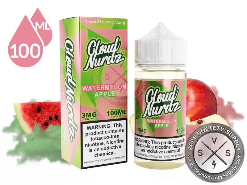 Watermelon Apple by Cloud Nurdz 100ml - Vape Product, Vape Product (9B5D3D)