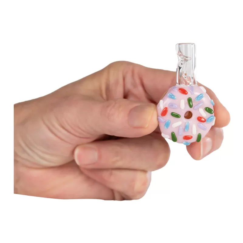 POTV x Empire Glass Pink Frosted Donut - Planetofthevapes - Image 2