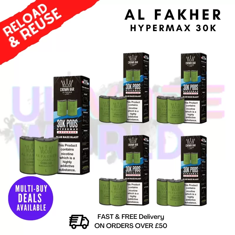 Blue Razz Blast AL Fakher 30K Box Of 5 Replacement Pods