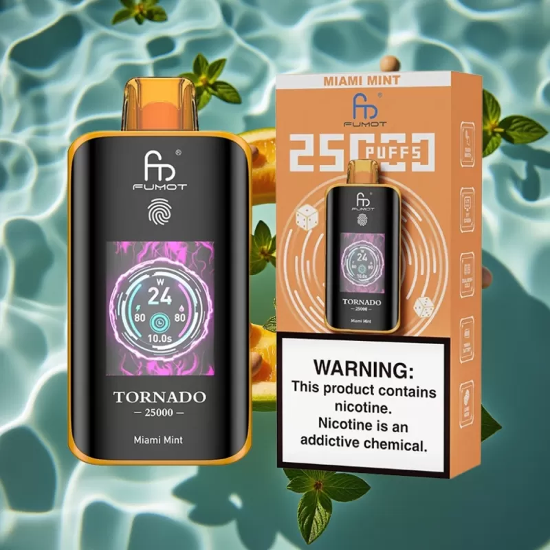 Fumot Tornado 25000 Puffs Disposable Vape with HD Screen & Type-C Charging Miami Mint - Bangvapeaustralia - Image 2