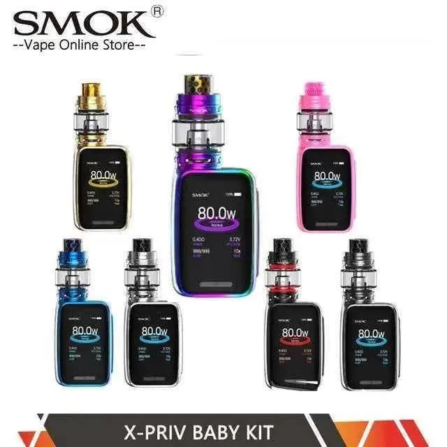 Smok X-Priv Baby 80W & TFV12 Big Baby Prince Kit (Built-in Battery) - Color#AUTO PINK>PRISM GOLD>PRISM BLUE>PRISM CHROME>PRISM RAINBOW>MATTE BLACK (CC093D)