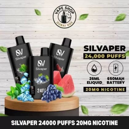 SILVAPER 24000 Puffs 20MG Nicotine Disposable Vape - Vape Product, FULL BOX 10 DEVICE; Banana Ice, Blue Razz Lemonade (8947FC)