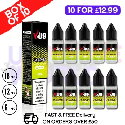 Spearmint VU9 E-Liquid Juice 10ml Nic Eliquid – 10 x 10ML Bundle