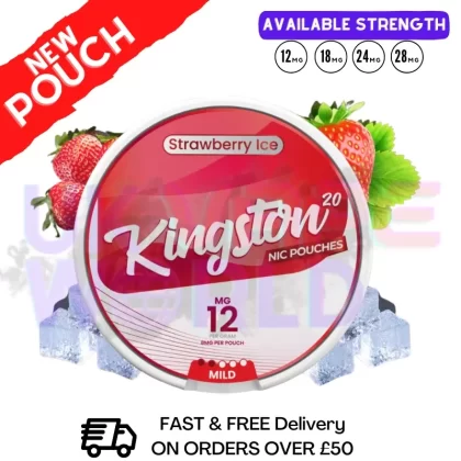 Strawberry ICE Kingston Nicotine Pouches - Nicotine Strength#12MG>18MG>28MG>50MG