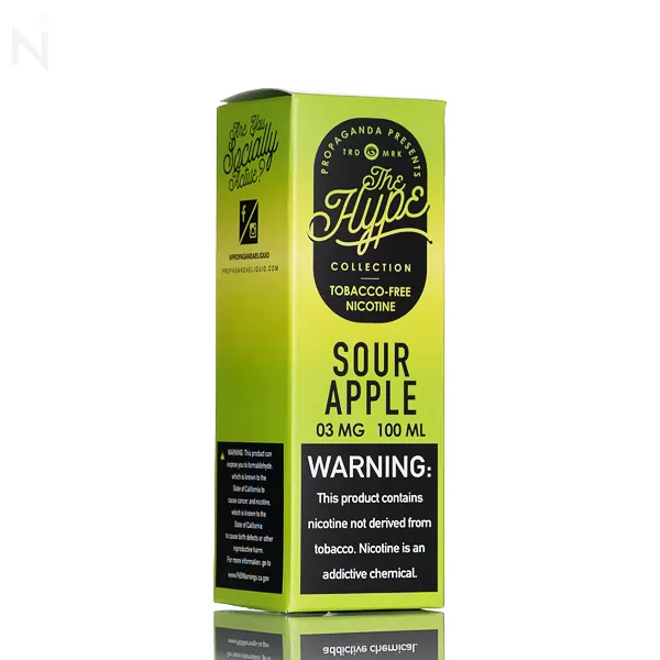 The HYPE by Propaganda E-Liquid - Sour Apple - 100mL - 3mg - Image 3