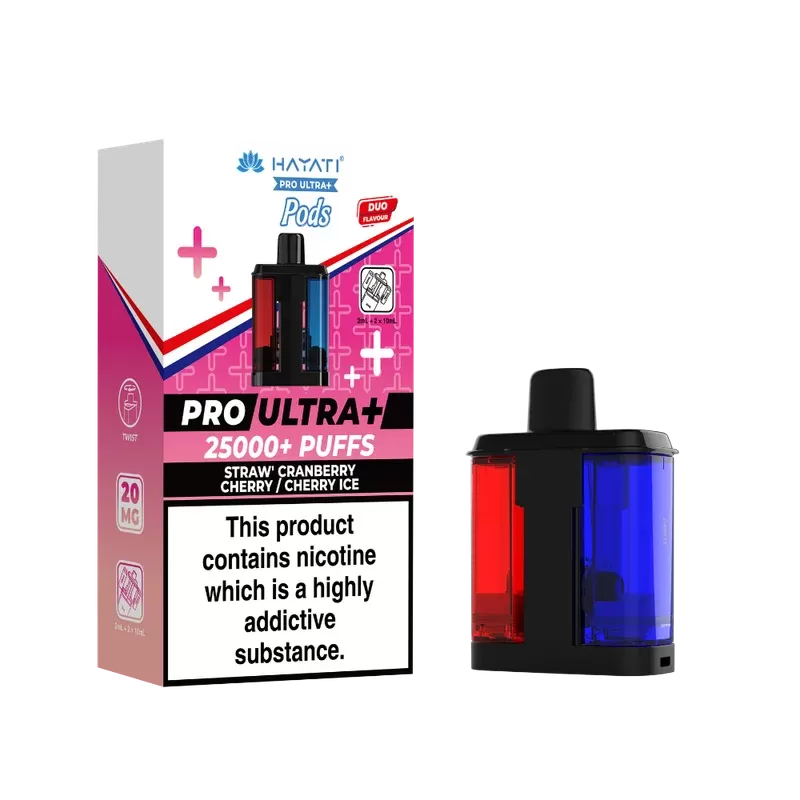 Hayati Pro Ultra Plus 25k Prefilled Pods Straw’ Cranberry Cherry/Cherry Ice - Ecigpremium