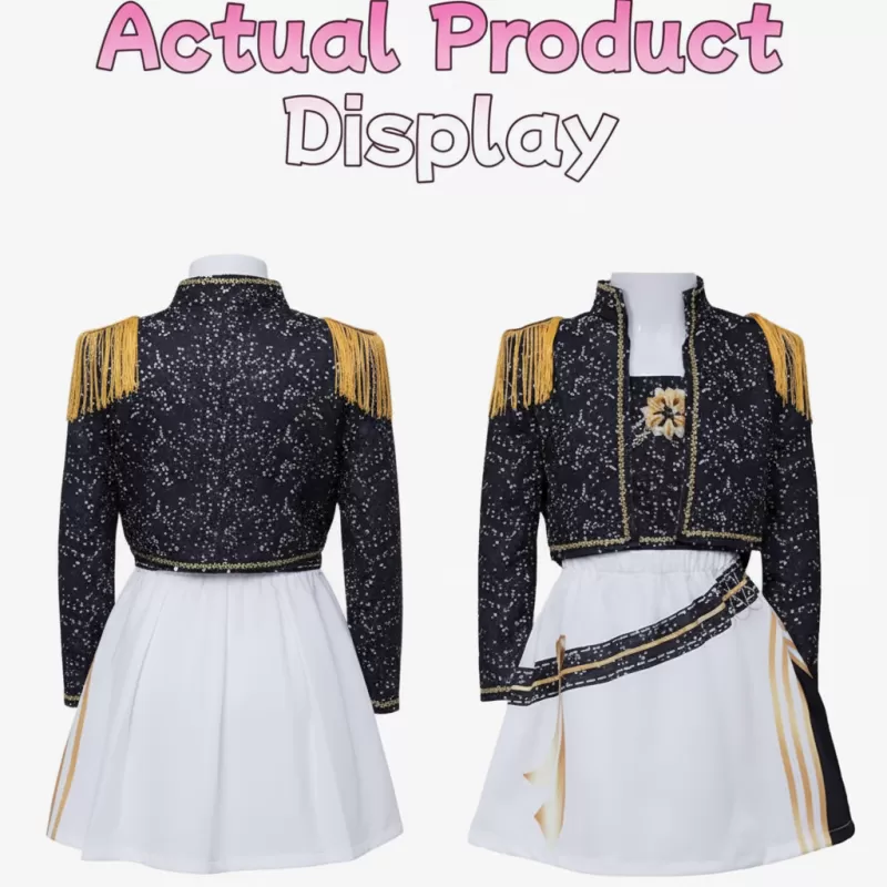 Pop Idol Stage Costume for Kids Ages 3-12 - Black Printed Performance Outfit - 3-4year/110cm, 4-5year/120cm (E8205B) - Image 3