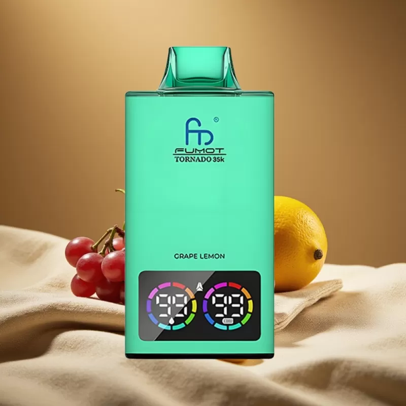 Fumot Tornado 35K Disposable Vape with Dual Mesh Coil & RGB Lights – Grape Lemon