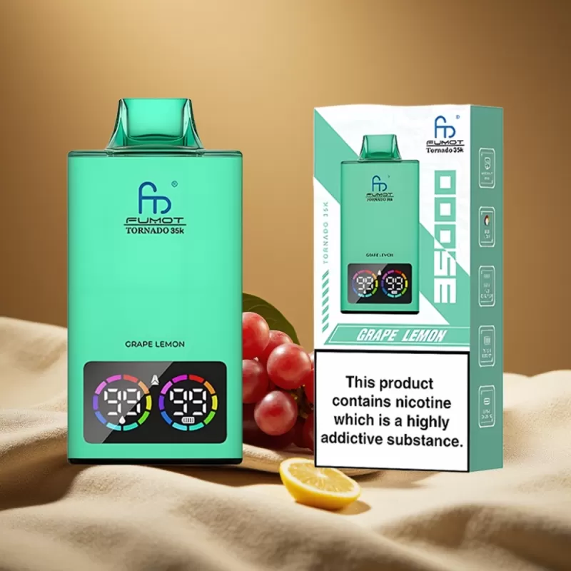Fumot Tornado 35K Disposable Vape with Dual Mesh Coil & RGB Lights – Grape Lemon - Image 2
