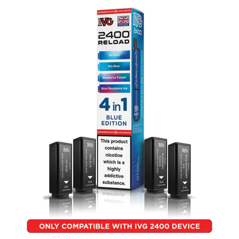 IVG 2400 Reload 4-in-1 Prefilled Vape Pods - Blueberry Edition - Image 2