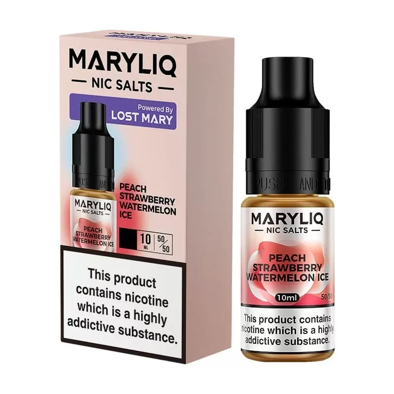 Maryliq Salt E-liquid – Peach Strawberry Watermelon Ice by Lost Mary