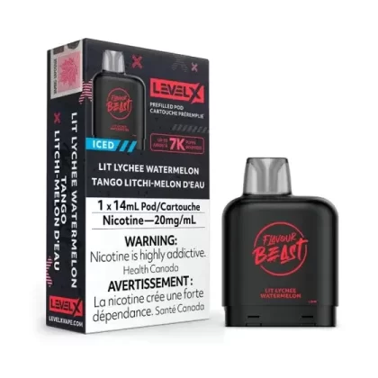 LEVEL X FLAVOUR BEAST PODS – LIT LYCHEE WATERMELON ICED