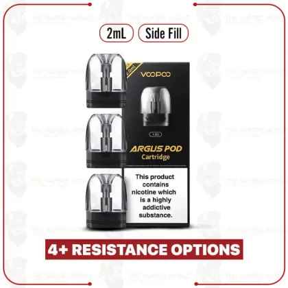 VooPoo Argus Replacement Pod Cartridge – 3PK - 2ml Top-Fill 0.4 OHMS, 2ml Top-Fill 0.7 OHMS