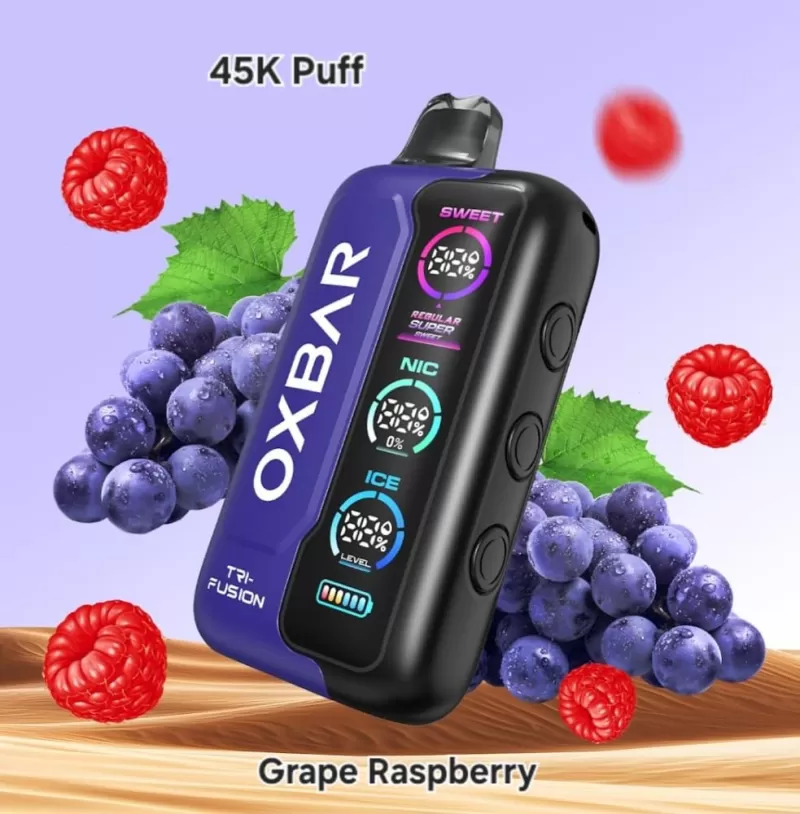 Oxbar TRI Fusion 45000 Puffs 50mg Nicotine in Dubai - Apple Mango Kiwi, Blueberry Raspberry; FullBox, One-piece - Image 3