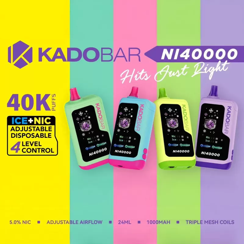 KADOBAR NI40K Nic + Ice Control Disposable Device - 40000 Puffs - Cherry Hard Candy