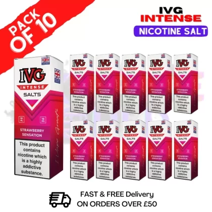 Strawberry Sensation IVG Intense Nic Salt Box Of 10