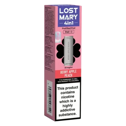 Lost Mary 4in1 Prefilled Pods - Flavour#Berry Apple Peach>Blue Razz Cherry>Blueberry>Blueberry Sour Raspberry>Cherry Ice>Cola>Double Apple>Grape>Lemon Lime>Menthol>Peach Ice>Pineapple Ice>Pi