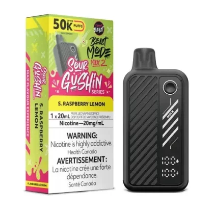 Flavour Beast Mode Max 2 – Sour Gushin S. Raspberry Lemon – 50,000 Puffs