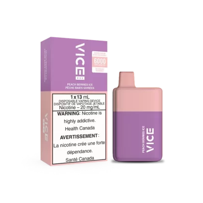 Vice Box Rechargeable Disposable Vape – 6000 Puffs – Peach Berries Ice – Zero Nicotine
