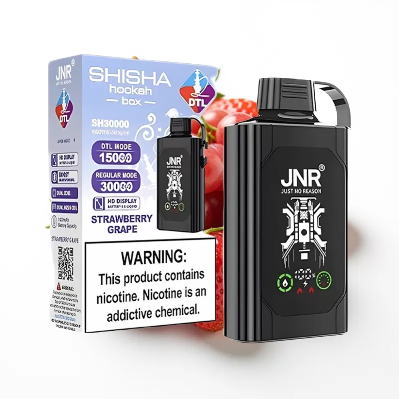 JNR Shisha Hookah Box 20500 Puffs Fresa Uva, 25ml, Dual Mesh Coil - Fumotvapemexico - Image 2