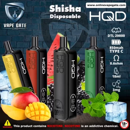 HQD Shisha Disposable Vape (20,000 PUFFS) - Kiwi Strawberry / 3 mg