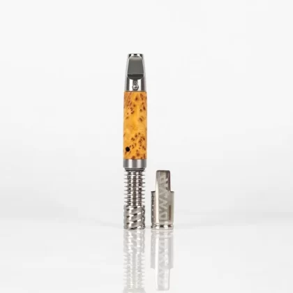 Yellow Cedar Burl Ti-Hybrid Micro w/ Flat Stinger, 9 Fin tip & Captive Cap - Ejuicewarehouse