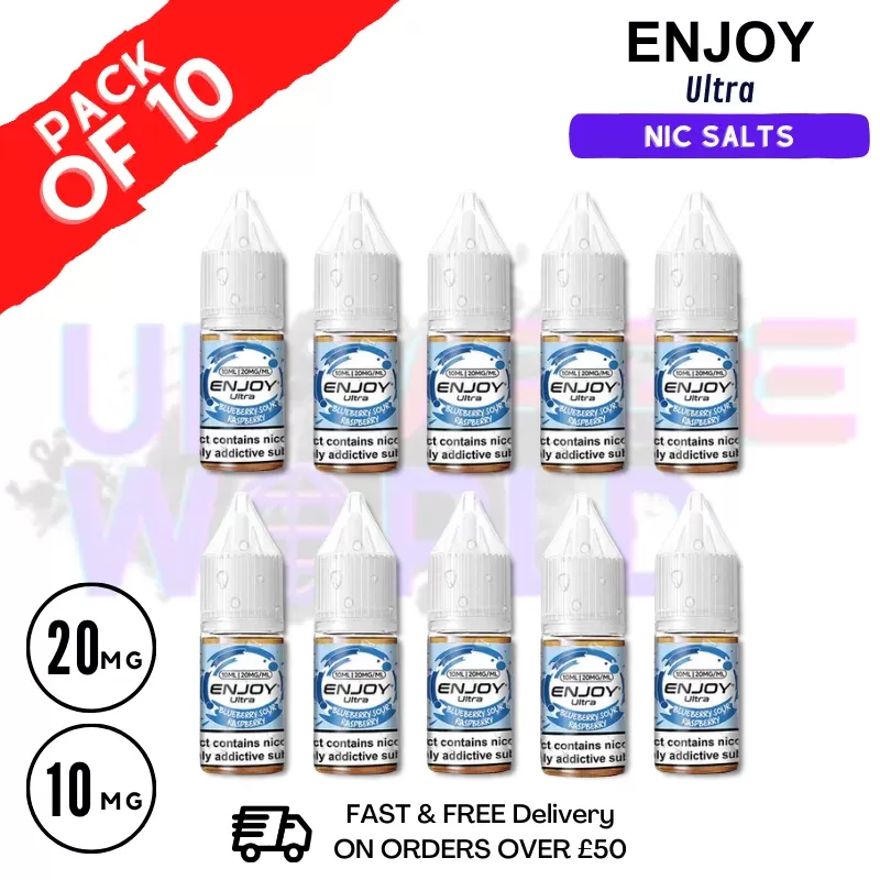 Blue Sour Raspberry Enjoy Ultra 9000 Nic Salt Box Of 10