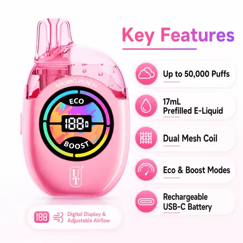 Flum UT Bar Clear Tank 50K Disposable Vape (5%, 50000 Puffs) - Eightvape - Image 2