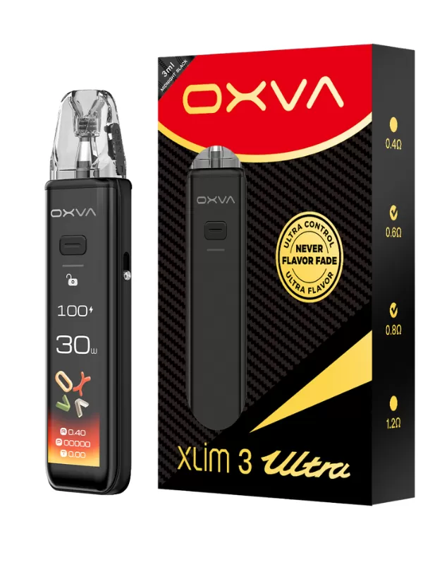OXVA Xlim 3 ULTRA Pod Kit - Midnight Black, Metal Silver - Image 2